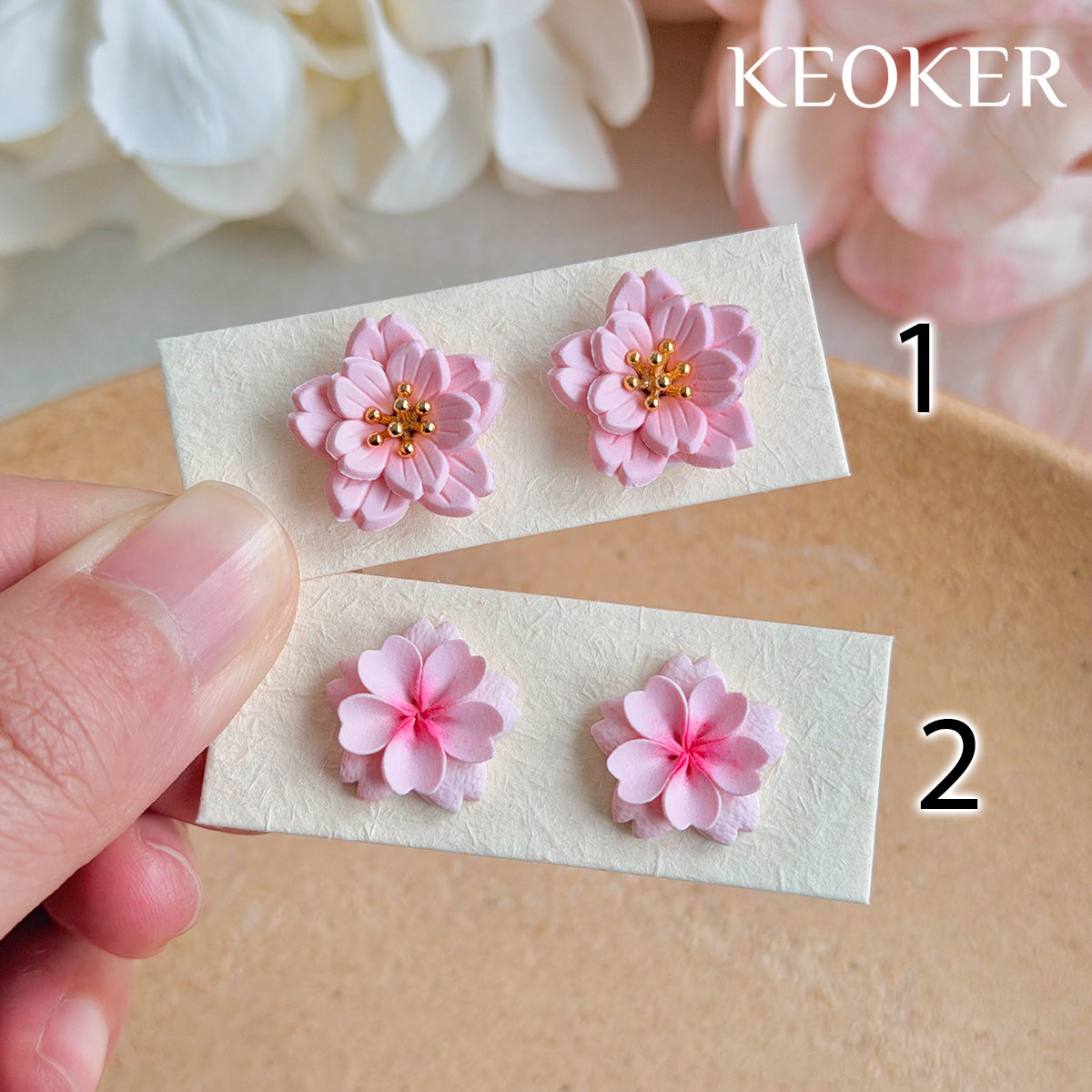 KEOKER  Cherry Blossom Polymer Clay Earrings