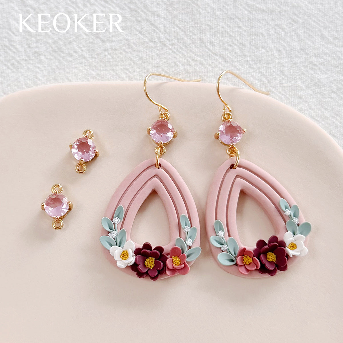 KEOKER 14K Gold Filled Round Zircon Connectors (10PCS)