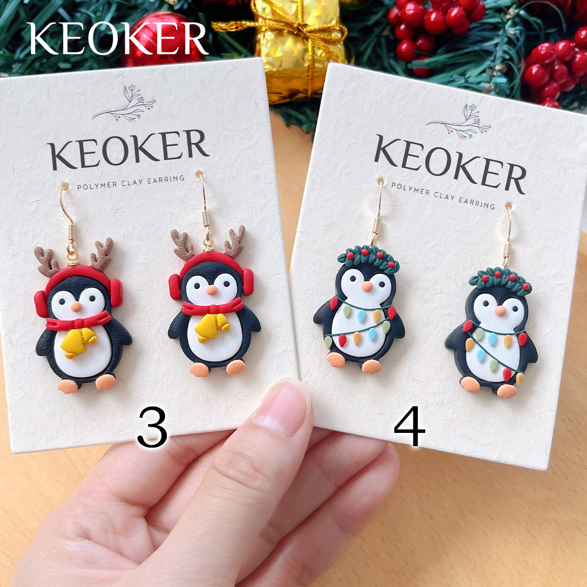 KEOKER Christmas Penguin Clay Earrings