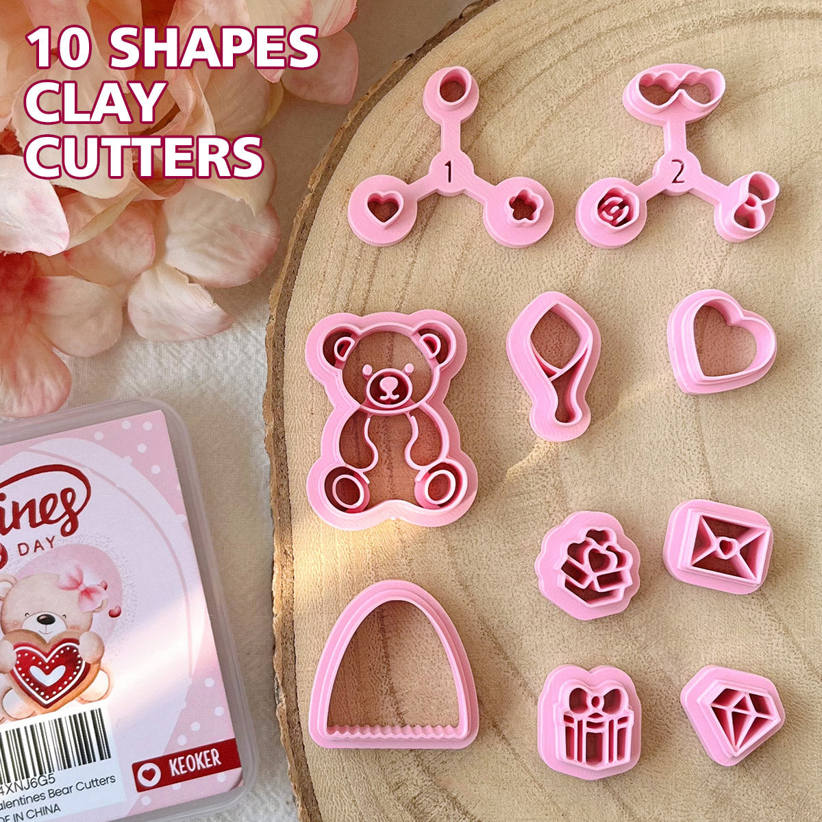 KEOKER Valentines Teddy Bear Earring Clay Cutters