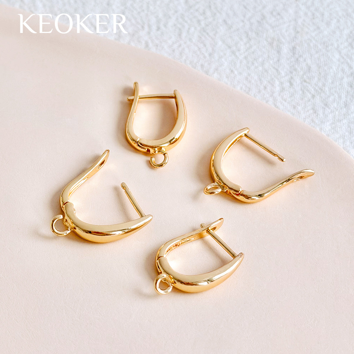KEOKER 14K Gold Filled U Shape Earring Hoop with Loop (4PCS)