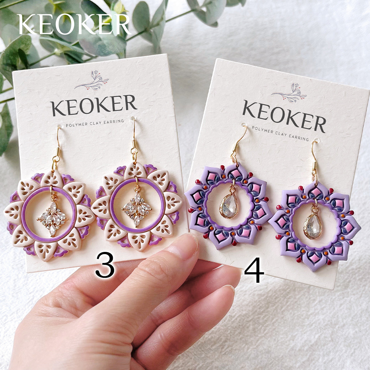 KEOKER Mandala Circle Frame Polymer Clay Earrings