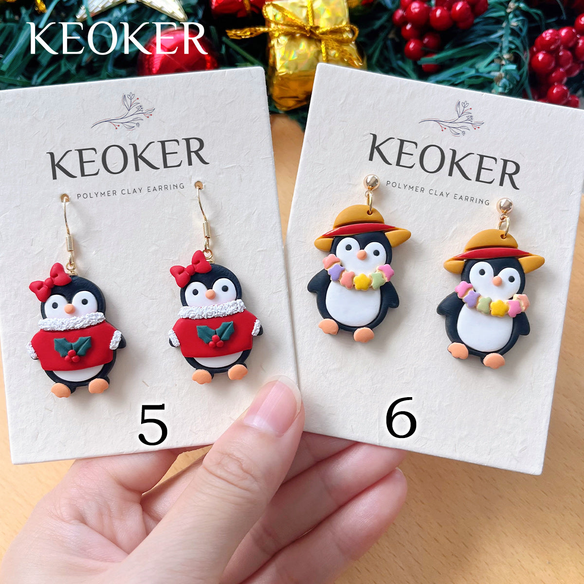 KEOKER Christmas Penguin Clay Earrings