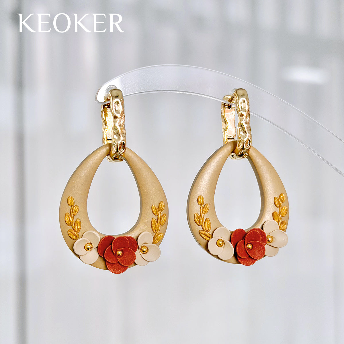 KEOKER 14K Gold Filled Square Hammered Huggie Hoop Earrings (4PCS)