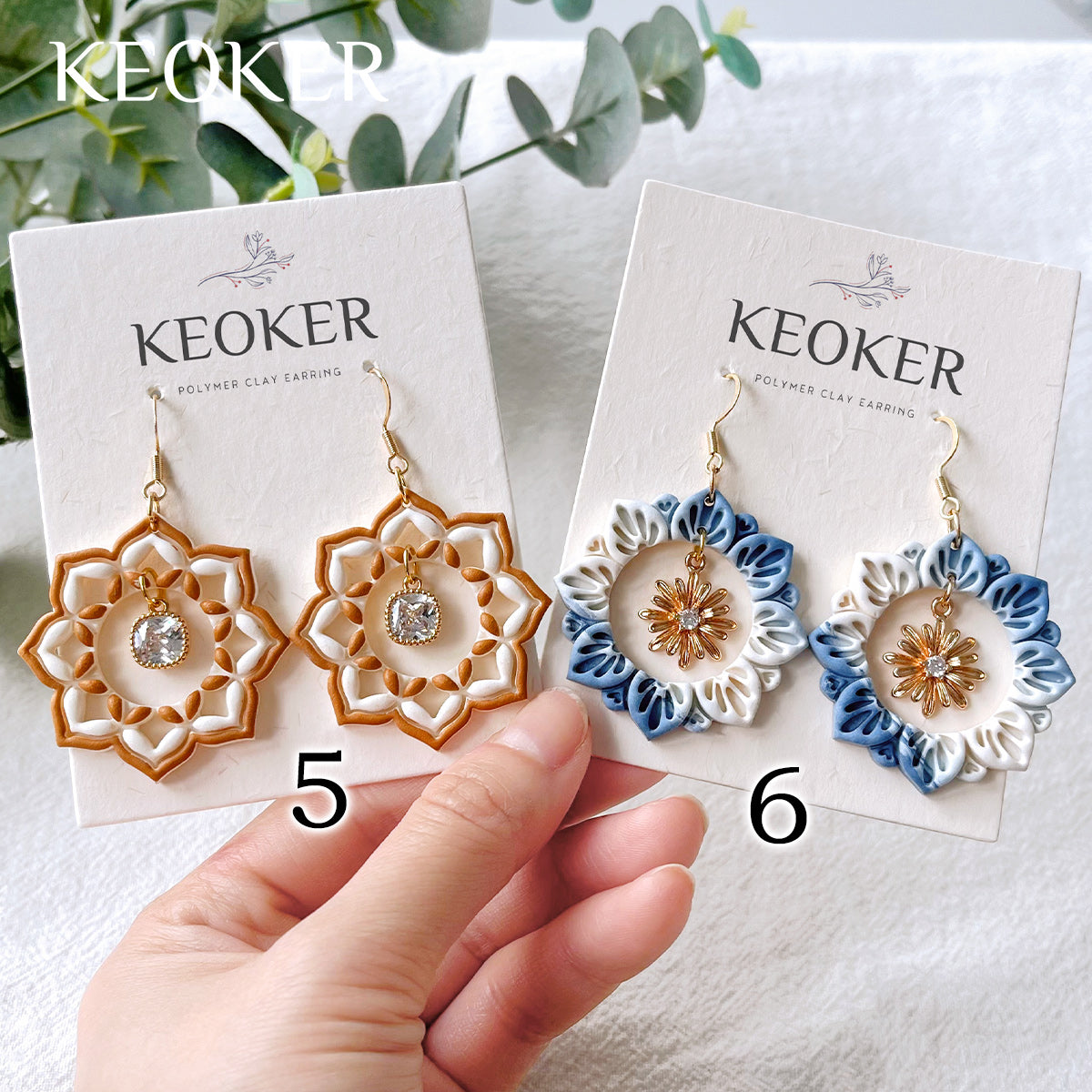 KEOKER Mandala Circle Frame Polymer Clay Earrings