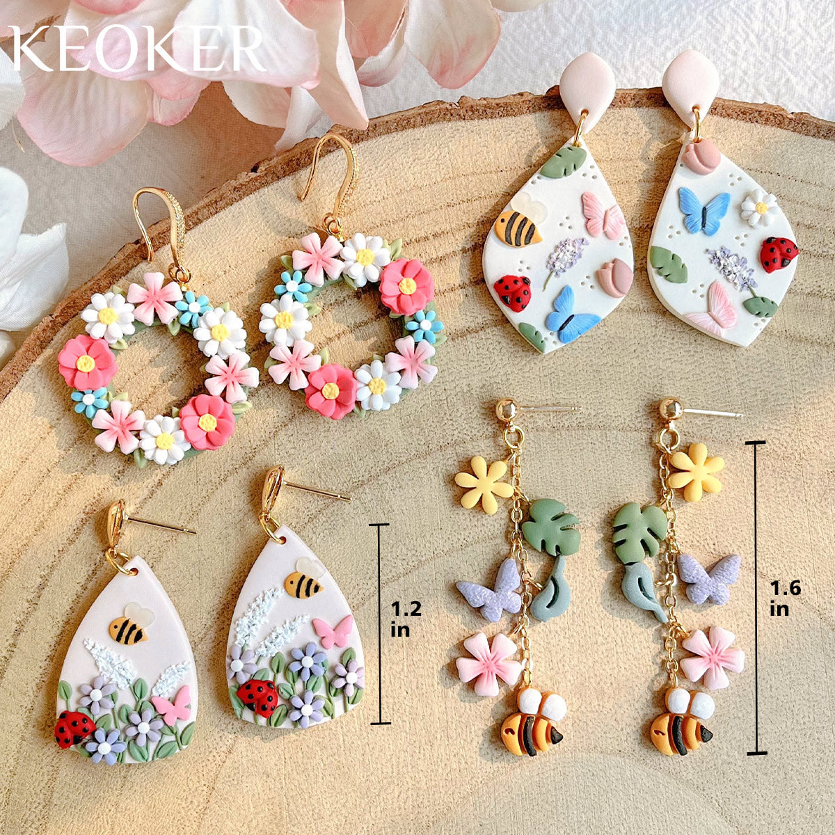 KEOKER Floral Polymer Clay Earrings