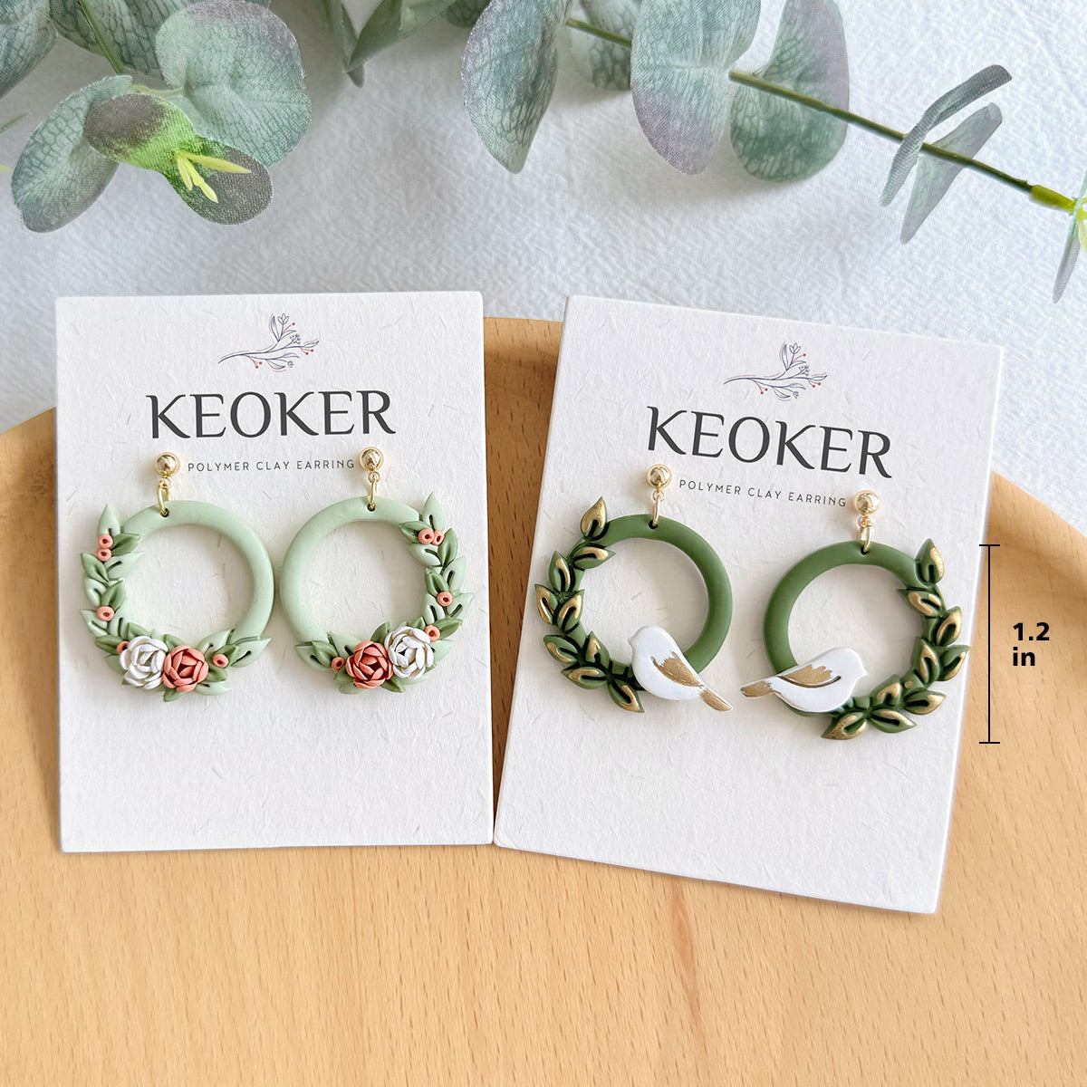 succulent clay earrings KEOKER Leaf Wreath Polymer Clay Earrings