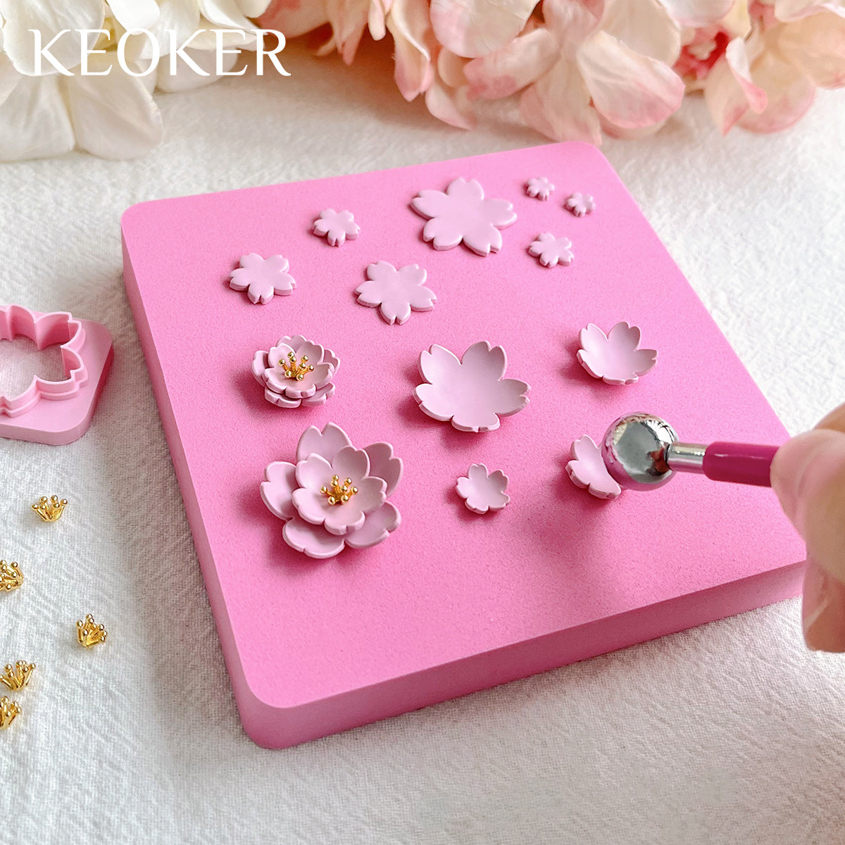 KEOKER Cherry Blossoms Clay Earring Cutters