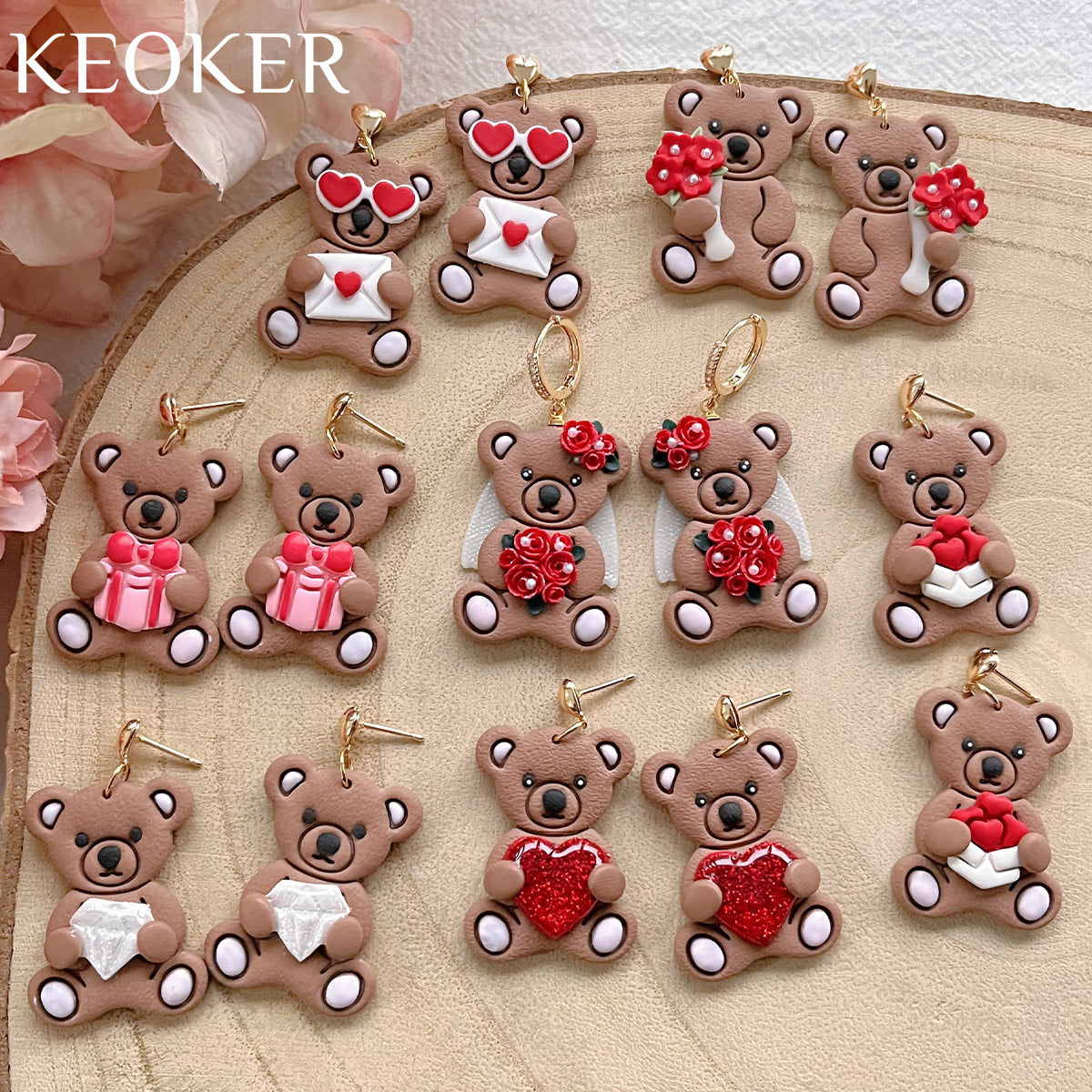KEOKER Valentines Teddy Bear Earring Clay Cutters