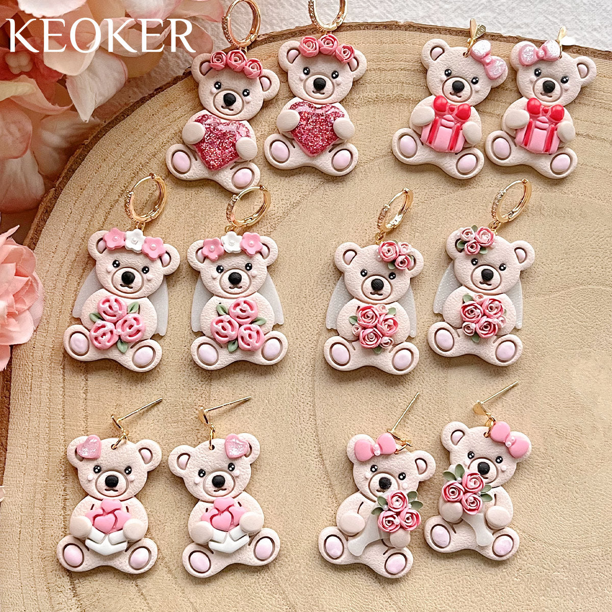 KEOKER Valentines Teddy Bear Earring Clay Cutters