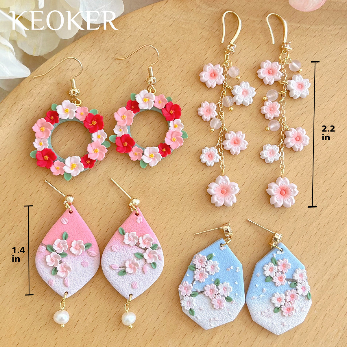 KEOKER Cherry blossoms Polymer Clay Earrings