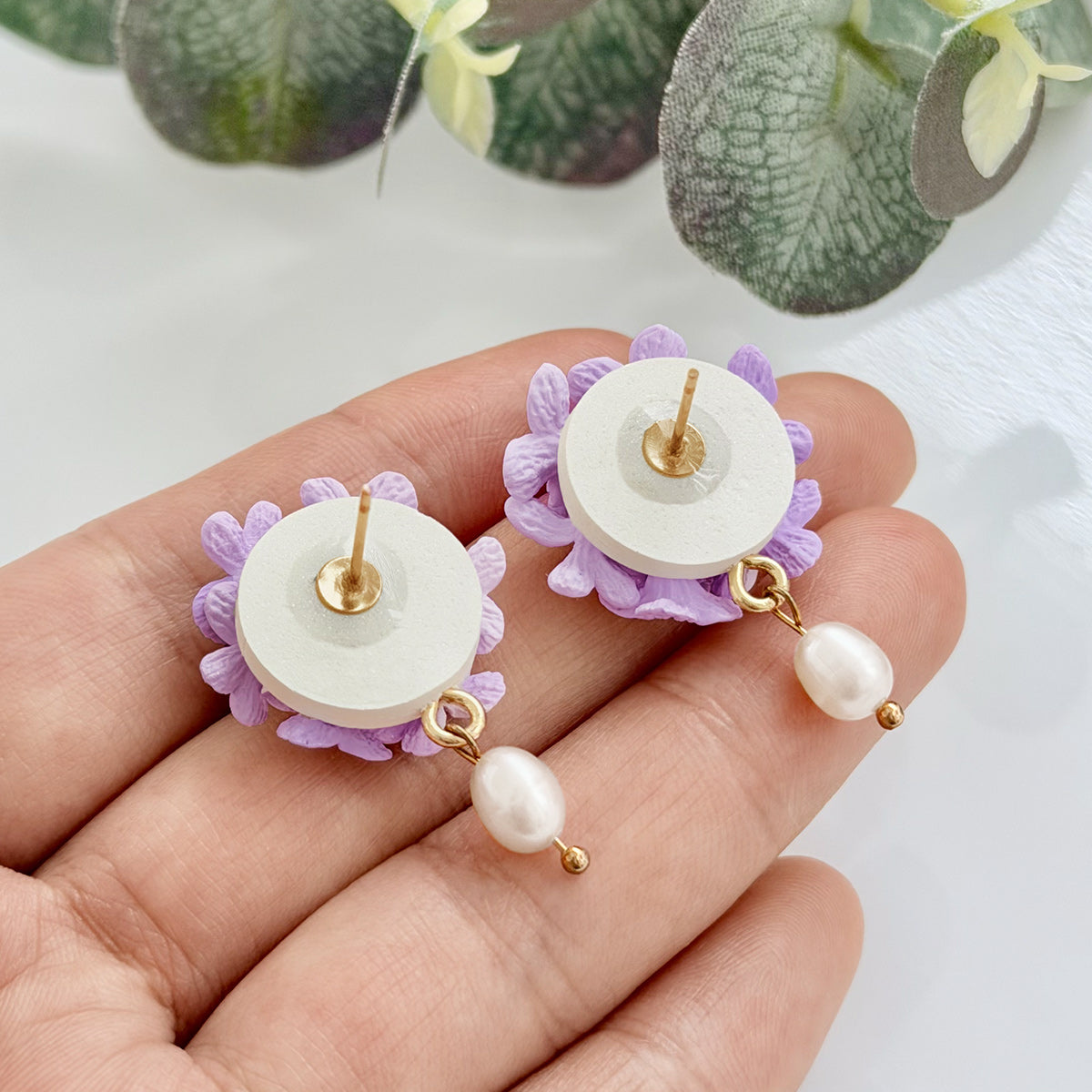 KEOKER Hydrangea Polymer Clay Stud Earrings