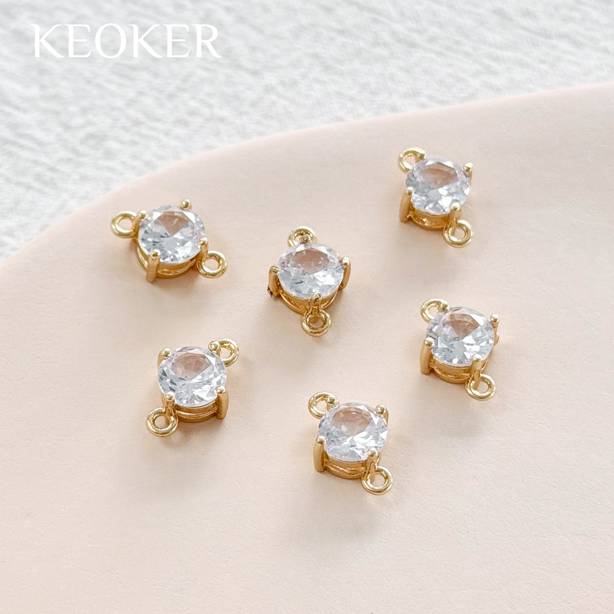 KEOKER 14K Gold Filled Round Zircon Connectors (10PCS)