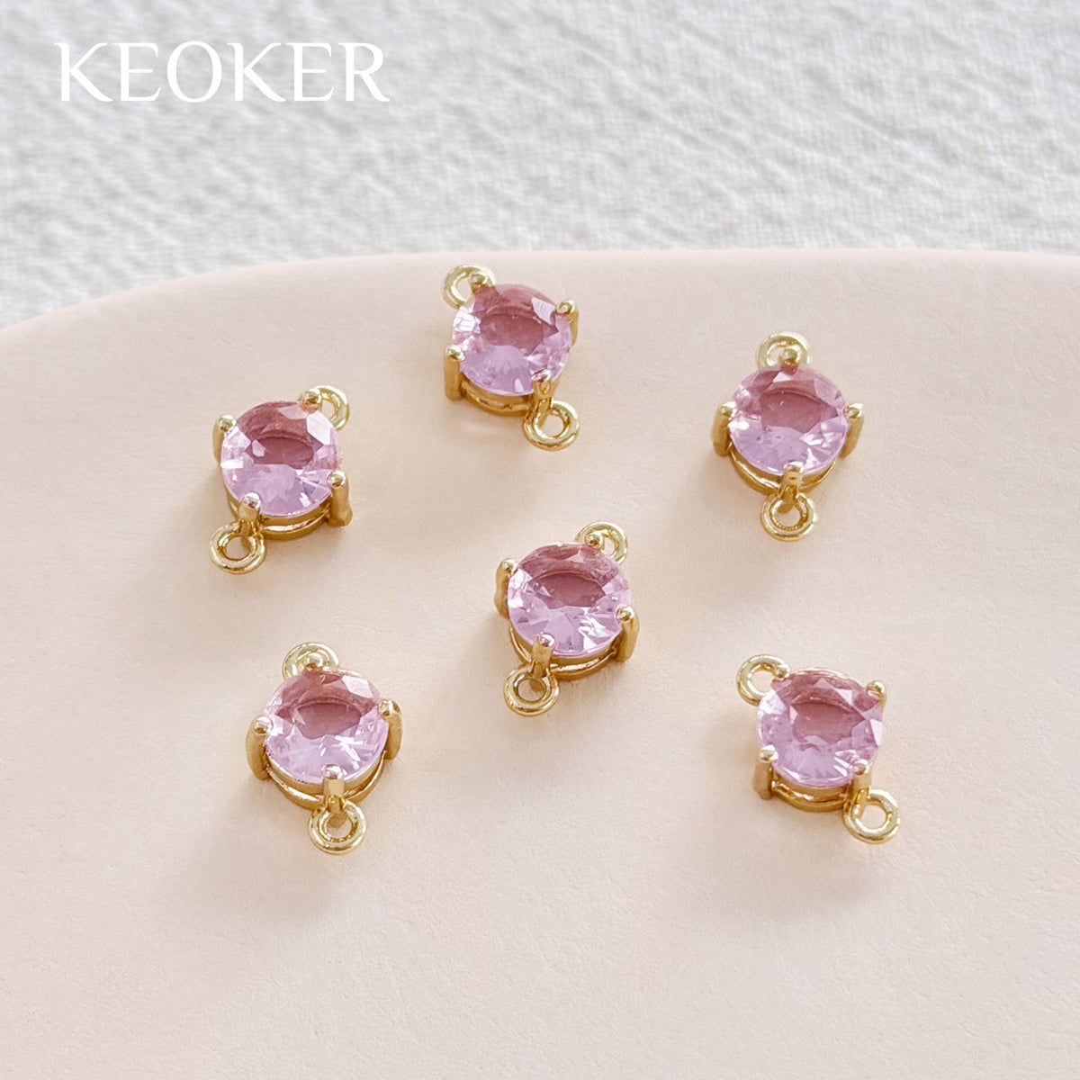 KEOKER 14K Gold Filled Round Zircon Connectors (10PCS)