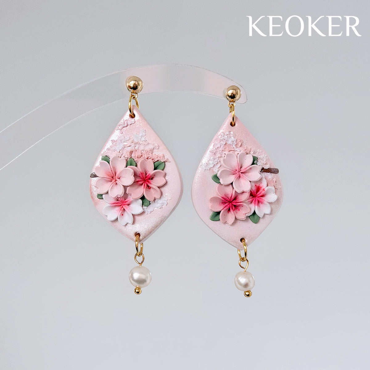 KEOKER  Cherry Blossom Polymer Clay Earrings