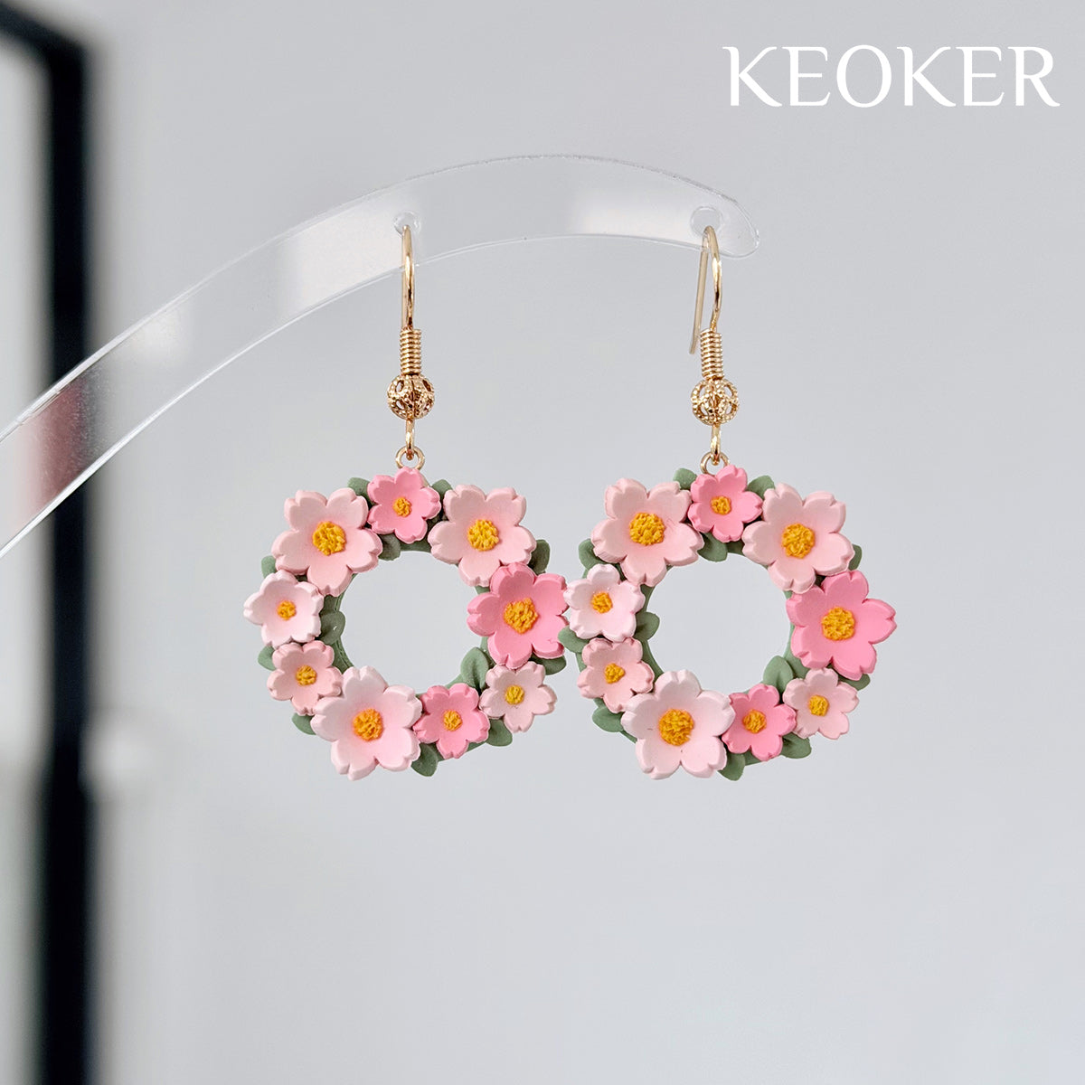 KEOKER  Cherry Blossom Polymer Clay Earrings
