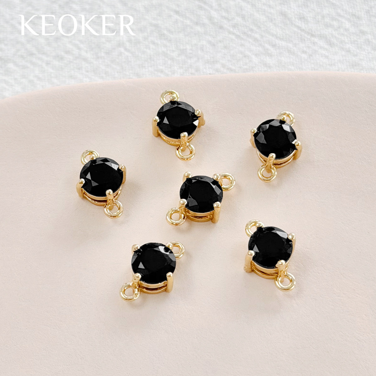 KEOKER 14K Gold Filled Round Zircon Connectors (10PCS)
