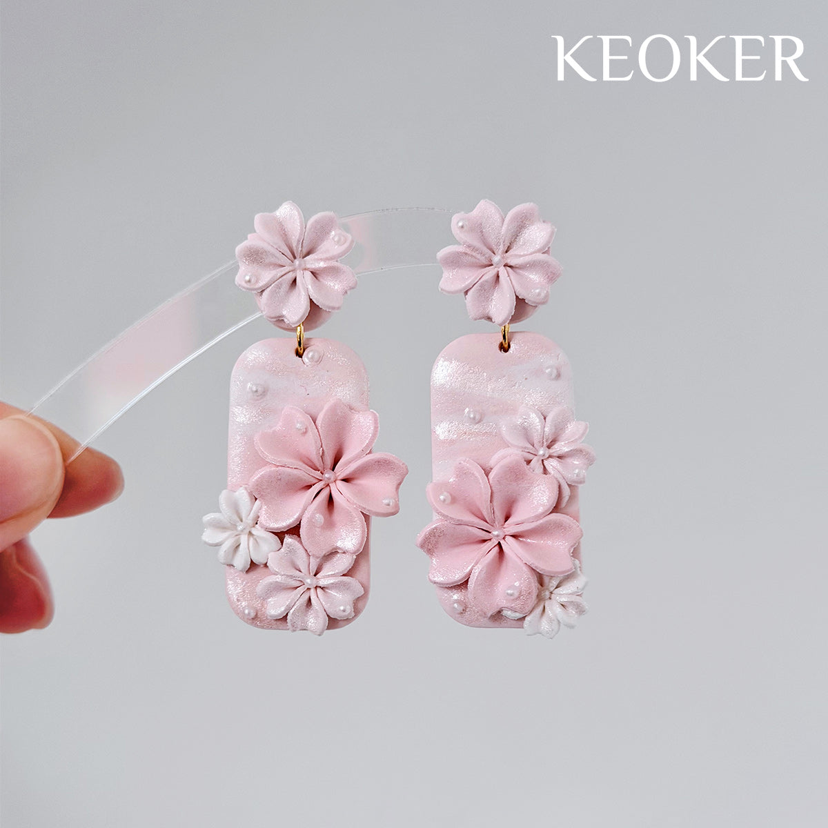 KEOKER  Cherry Blossom Polymer Clay Earrings