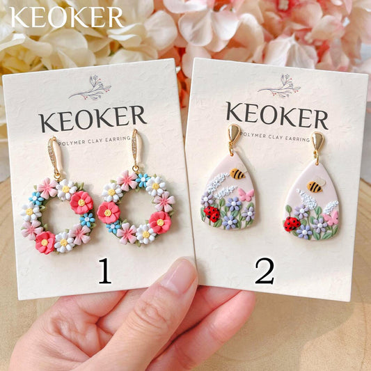 KEOKER Floral Polymer Clay Earrings