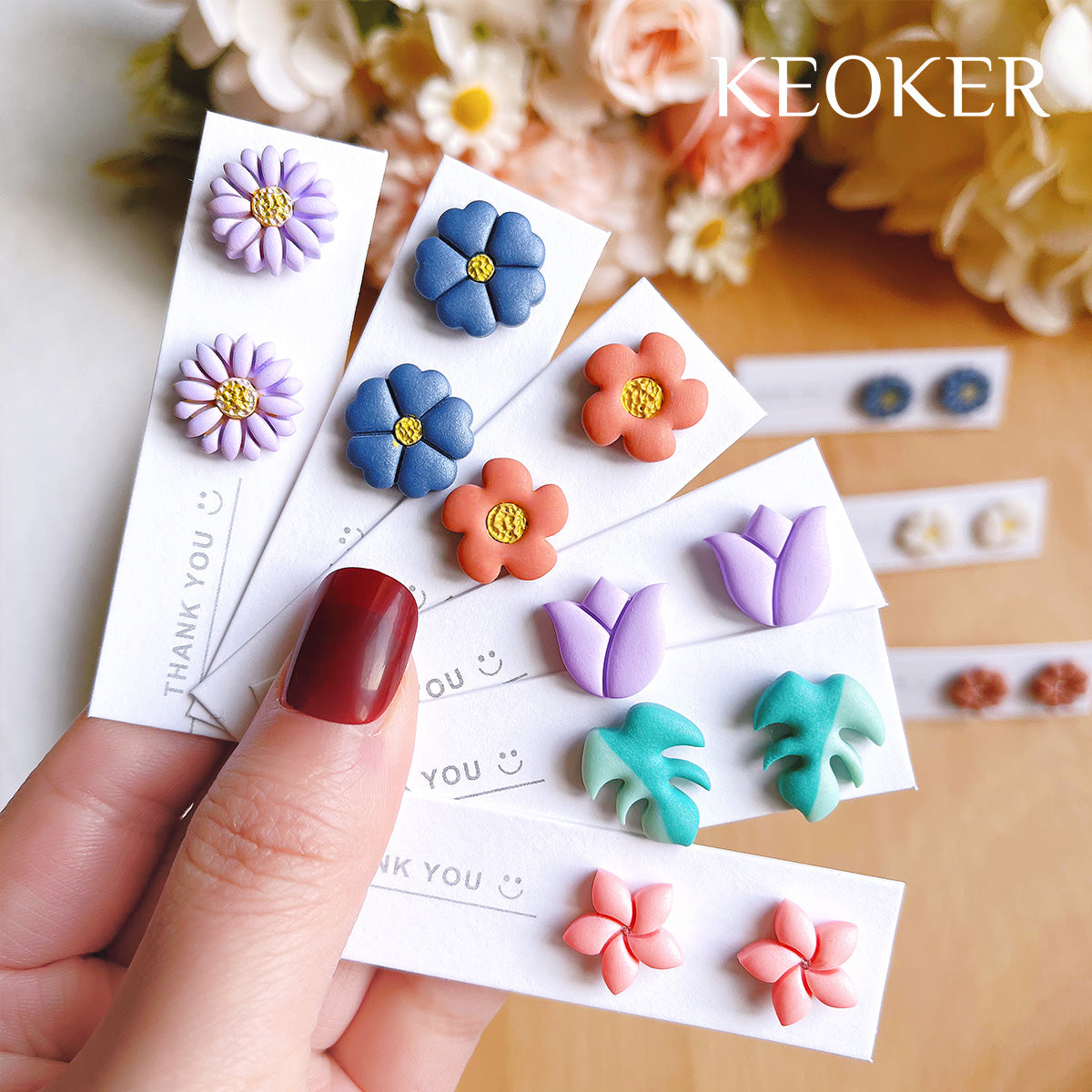KEOKER Polymer Clay Cutters, Summer Clay Cutters, Polymer Clay Cutters for  Earrings Jewelry Making, 12 Shapes Flower Clay Earrings Cutters 