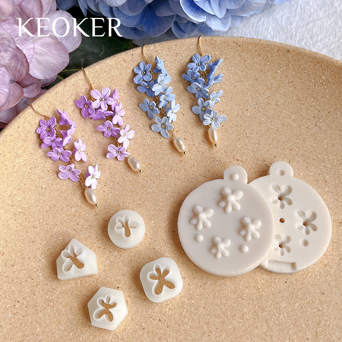 polymer clay lavender flower KEOKER Mini Lavender Polymer Clay Earrings Molds & Cutters
