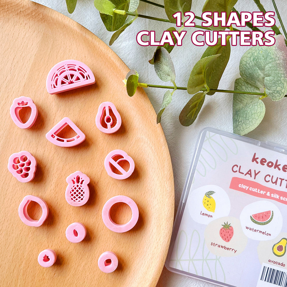 KEOKER Fruit Clay Cutters for Polymer Clay Jewelry(12 Shapes)