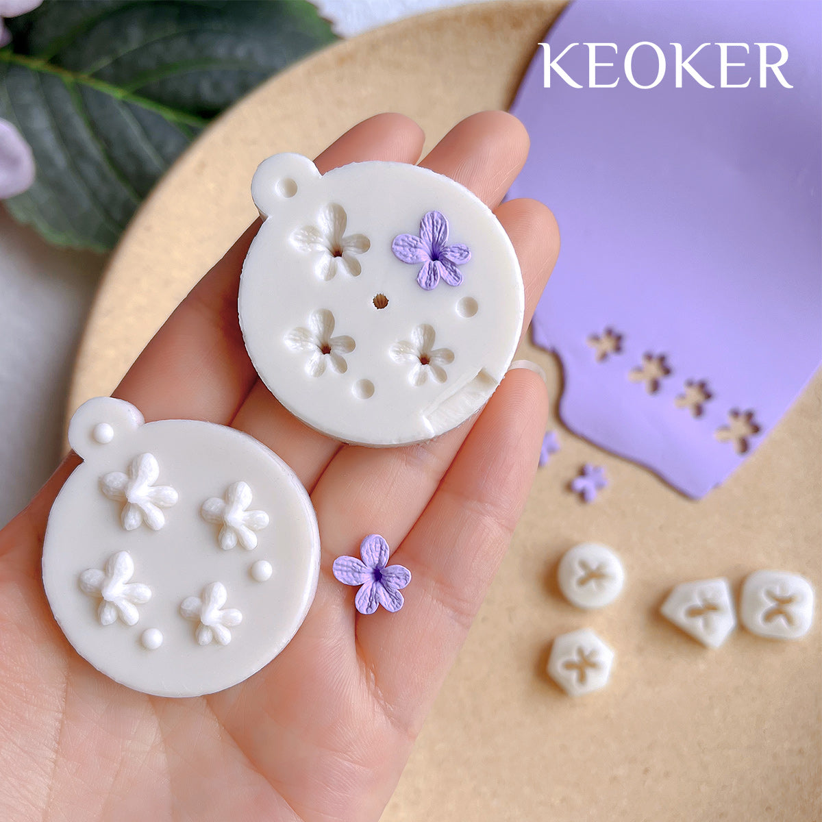 polymer clay lavender flower KEOKER Mini Lavender Polymer Clay Earrings Molds & Cutters