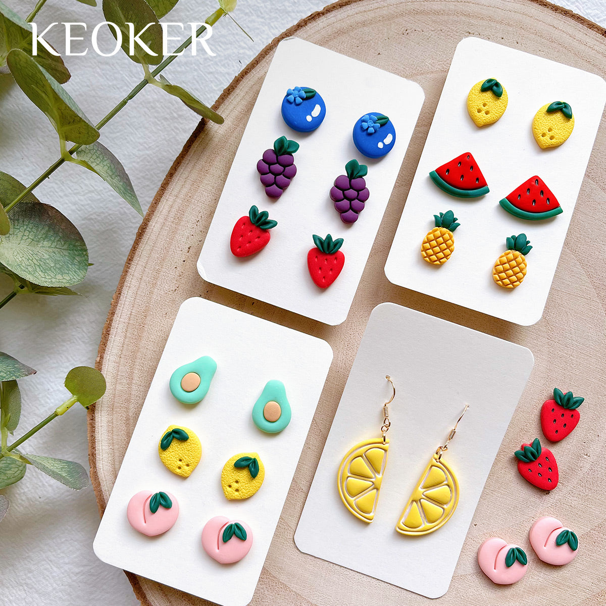 KEOKER Fruit Clay Cutters for Polymer Clay Jewelry(12 Shapes)